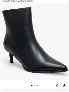 Black Pointed-Toe Kitten Heel Ankle Boots 2.25 inch heel